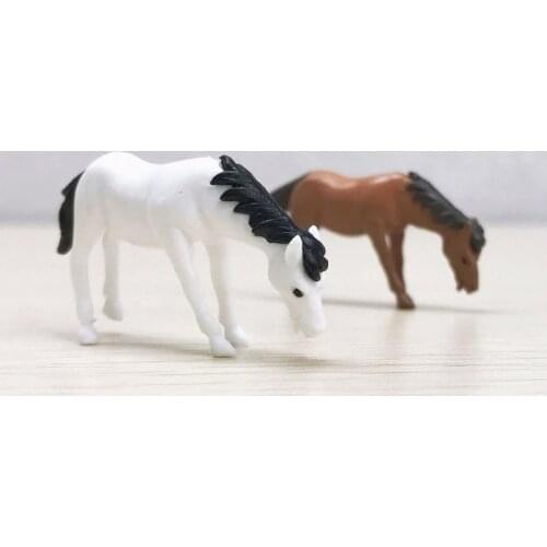 2Pcs Lifelike Simulation Creative Pony PVC Horse Cartoons Doll Decoration For Micro Landscape Decoration Mini Horse Ornaments