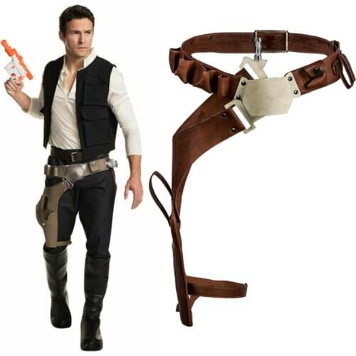 Coslive Han Solo PU Leather Belt with Gun Holster Strap Cosplay Costume Props Accessories Christmas Halloween Party Props
