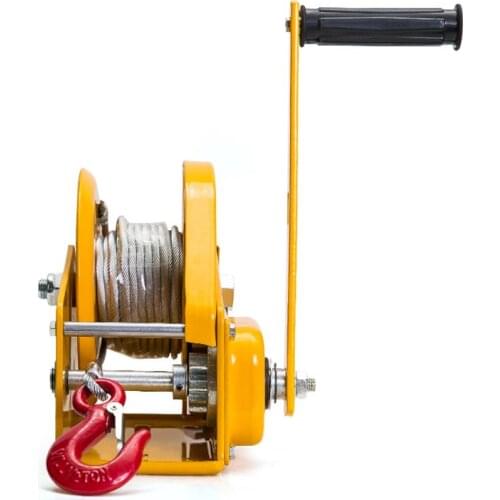 Hand Winch 1800 Pounds 8m Wire Rope with Hook Self-locking Hand Hoist Automatic Brake Tractor Hand Tool Lifting Sling H1903012