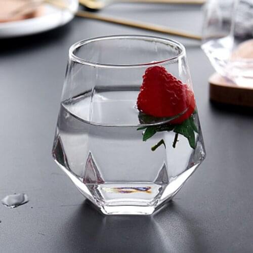 Glass drinking glass whiskey glass Phnom Penh home living room drinking tea juice glass transparent diamond six-sided glass