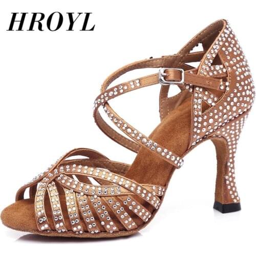 Latin dance shoes for girl women ladys Rhinestone ballroom professional Salsa tango party dancing shoes high heel