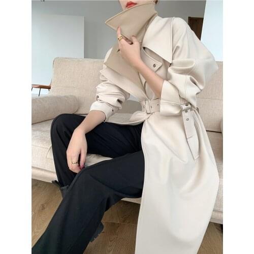 Windbreaker Womens Middle Long British Style 2021 New Over Knee High-end Temperament Senior Vintage Spring and Autumn Coat