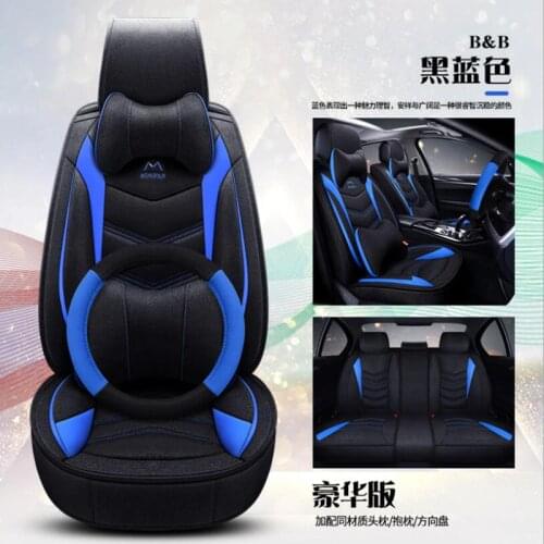 High quality flax+leather car seat cover for Toyota Corolla Camry Sienna Wish Venza Fortuner YARiS L CH-R IZOA Prius auto