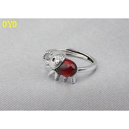 S925 sterling silver lucky elephant live ring