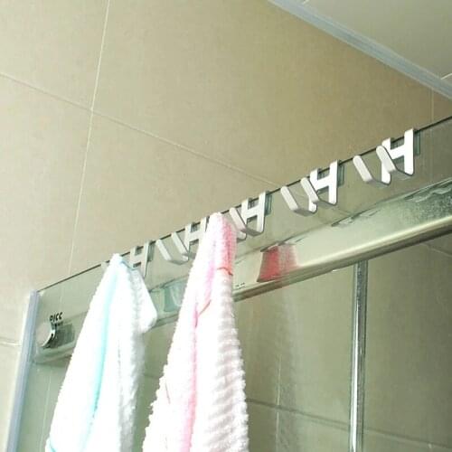 1Pc Mini Space Aluminum Shower Glass Door Hook Free Hole Towel Rack Hanger Key Holder Bathroom Organizer