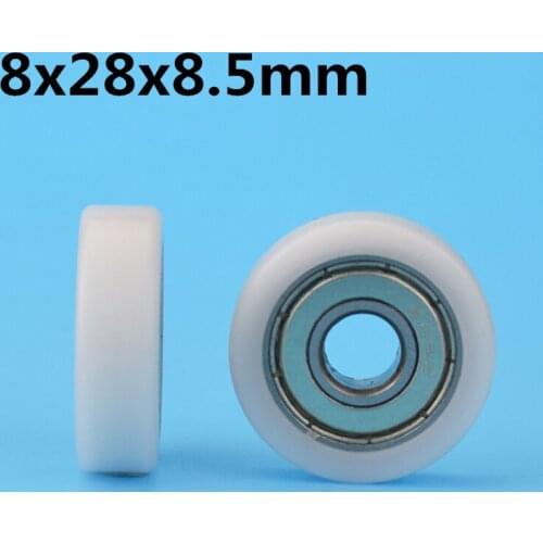 1Pcs 8x28x8.5 mm Nylon Plastic Wheel With Bearings Flat miniature pulley POM Hard bearing Instrument equipment accessories