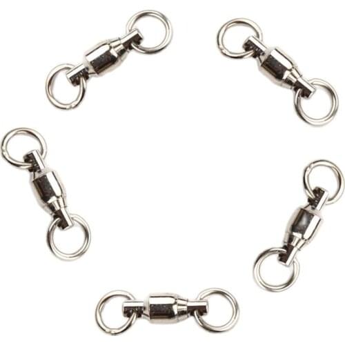 New 5Pcs/set Size 0/1/2/4/6/7/8# Ball Bearing Stainless Steel Fishing Rolling Swivels Connector Fishing Hook