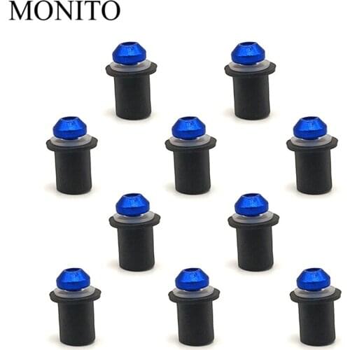 10Pcs M5 5mm Motorcycle Windshield Bolt Screws Nut Fastener Motorbike Fairing Mounting Kit for Cafe Racer Nuts Red/Blue/Black