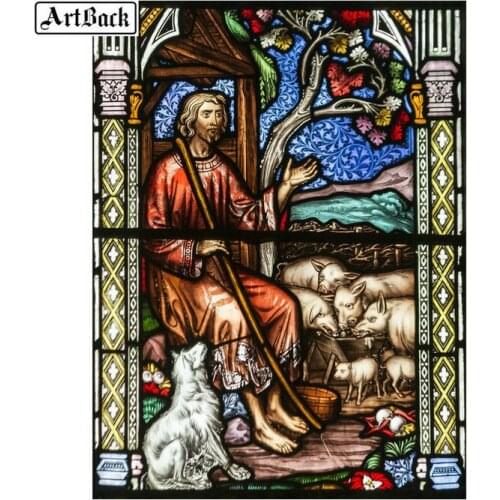 5d diamond painting Jesus lamb 80x105cm mosaic color window full square rhinestone diamond embroidery decoration