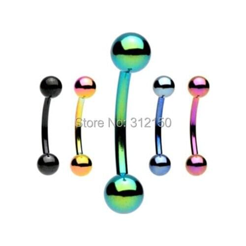 SaYao 6pcs Stainless Steel ball Spike Eyebrow ring mixed colors body piercing jewelry colorful eyebrow rings