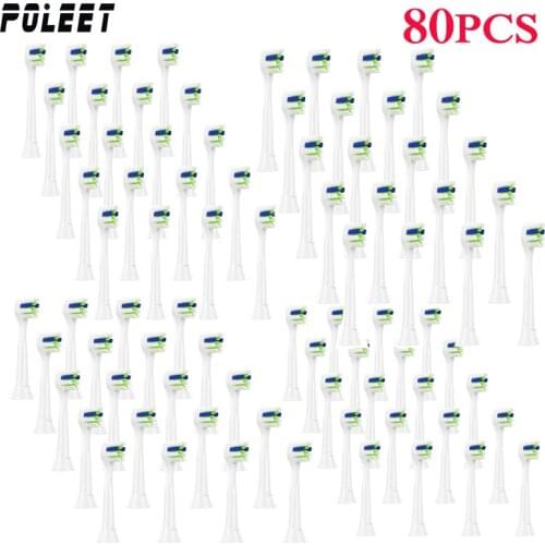 Poleet 80PCS YH731 Electric Toothbrush Replacement Heads Fits For Philips HX3 HX6 HX9 Series Toothbrush Head HX6072 HX6024