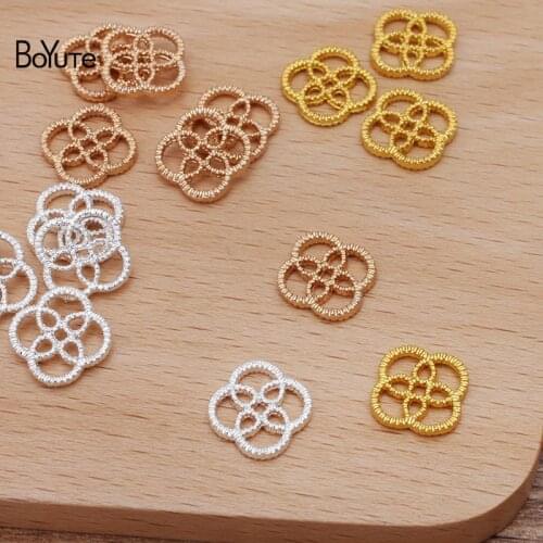 BoYuTe (200 Pieces/Lot) 12MM Metal Alloy Flower Connector Materials DIY Hand Made Jewelry Accessories Parts