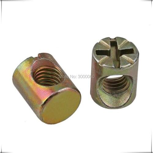 Color Zinc Plated Slotted Cross Barrel Dowel Nuts For Furniture 100pcs/lot