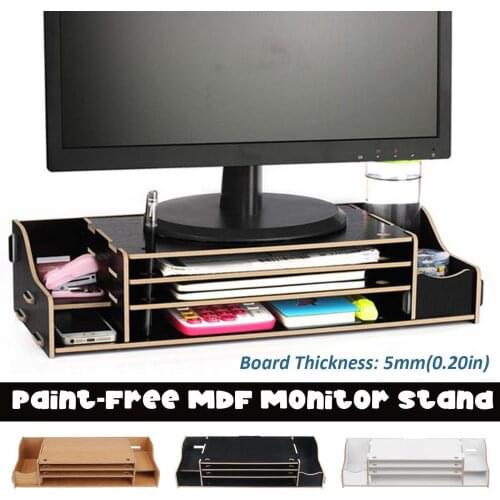 Wooden Monitor Holder Bracket Computer Stand Computer Screen Monitor Riser Laptop Stand Home Office Storage Organizer Shelf