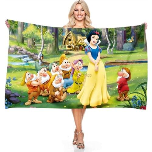 Snow White and The Seven Dwarfs Towel Cartoon 3d Digital Printing Microfiber Beach Bath Towel for Children Game Camping Blankets