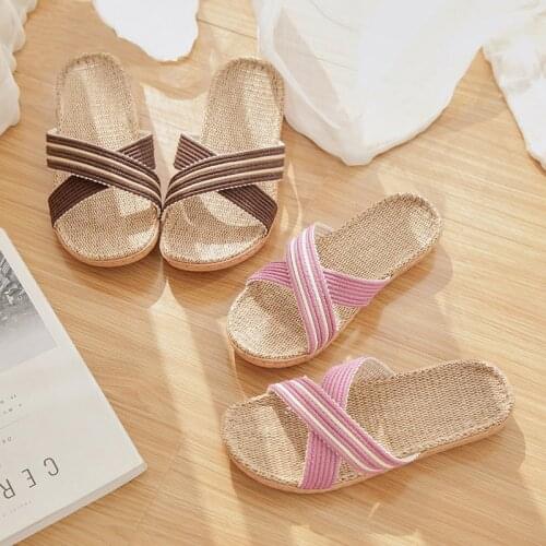 STONE VILLAGE Mens And Womens CoupleS Home Slippers Washed Linen Slippers Sweat-Absorbent Non-Slip Light Super Light Slippers