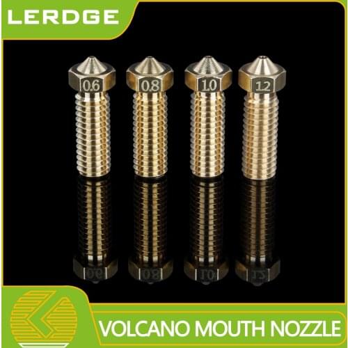 LERDGE 3D Printer Brass Volcano Nozzle E3D-V6 M6 Extruder Hotend For 1.75 Filament 0.6mm/0.8mm/1.0mm/1.2mm For 3D Printe parts