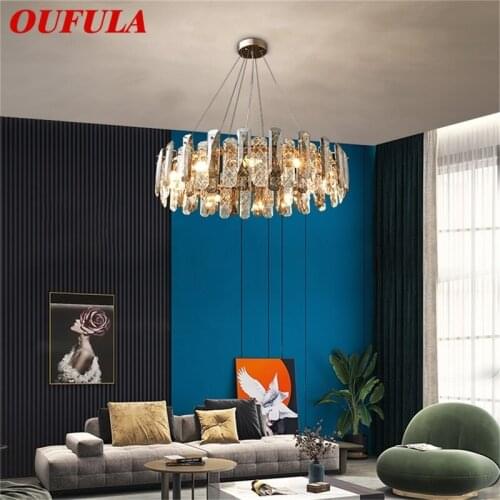 OUFULA Crystal Pendant Light Postmodern Luxury LED Lamp Fixture Decorative For Home Living Room
