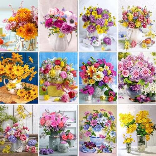 QIZITENG Full Square/round Diamond Painting Flower Picture 5D Diy Diamond Embroidery Mosaic Home Decoration Hot New Product