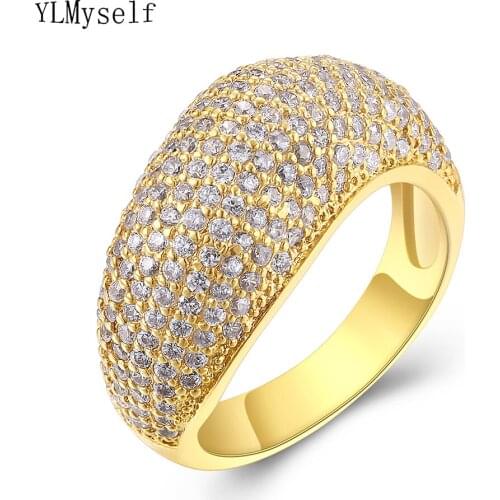 Gold and White plated Rings Micro pave shiny Cubic zirconia stones Trendy Jewelry Women Best Jewellery Factory directly supply