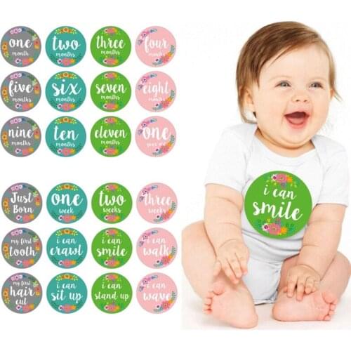 12 Pcs Baby Monthly Stickers Baby First Year Month Age Growth Milestones Floral Stickers Unisex,1 to 12 Month 69HE