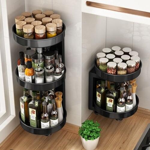 360-degree rotating seasoning rack, kitchen table, multi-layer multifunctional soy sauce bottle, etc