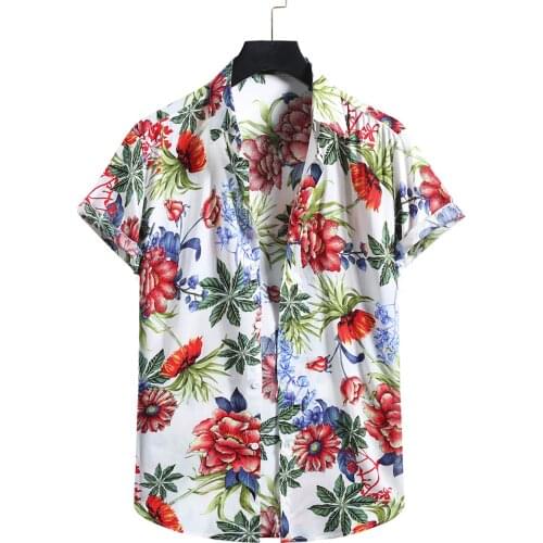 Summer Beach Men Shirt Floral Printed Loose Short Sleeve Cotton Comfortable Hawaiian Shirts Casual Clothing Kимоно Incerun