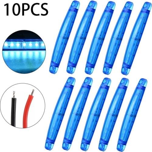 Mayitr 10pcs Blue 9LED Waterproof 24V Truck Trailer Side Marker Warning Light Bars Lamp Accessories Parts