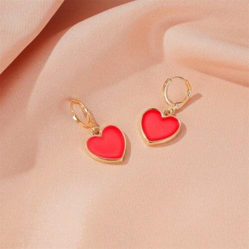 Boho red heart cute earrings designer aesthetic boucles d oreille femme summer accesorios mujer jewellery kawaii tassel earrings