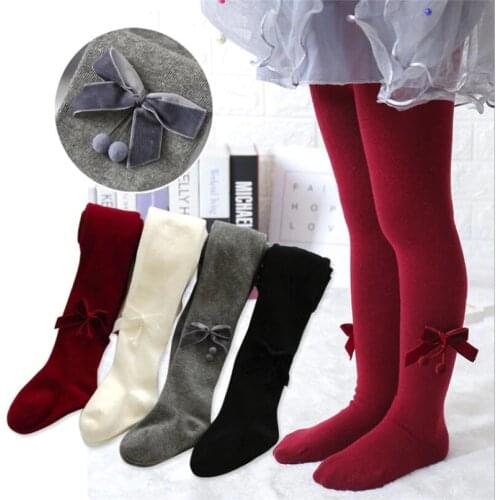 Cute Bow Baby Girl Tights Soft Cotton Knitted Newborn Infant Toddler Tights Winter Leg Warmers Baby Pantyhose Stockings meisje