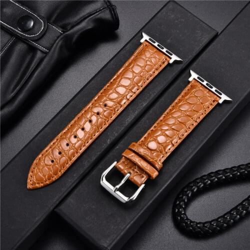 Simulation Crocodile Pattern Design Watchbands for Apple Watch 6 5 4 3 SE Leather Watch Strap 44mm 42mm 40mm 38mm for iwatch