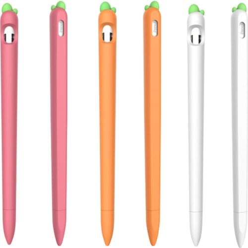 Soft Carrot Silicone For Apple Pencil 1 2 Case Compatible For iPad Tablet Touch Pen Non-slip Stylus Protective Sleeve Cover