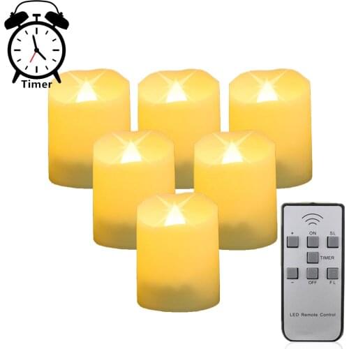 Pack of 6 Remote Control New Year Candles,Timer Battery Powered Led Tea Lights,Tealights Fake Led Candle Light Easter Candle