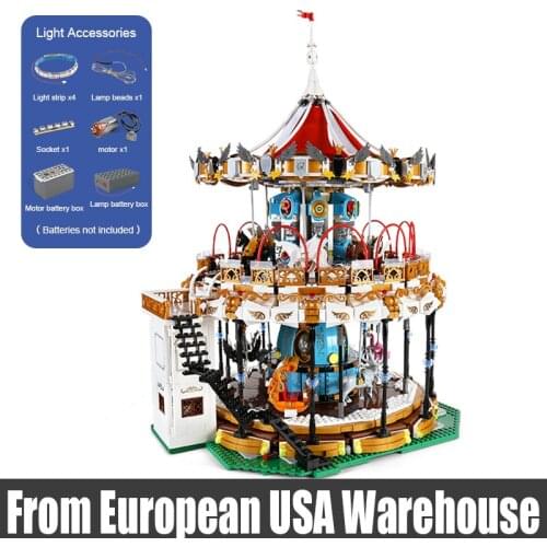 Mould King 11011 Street View Building Blocks Sets The Amusement Park Motorized Carousel Kid DIY Toys Birthday Christmas Gift