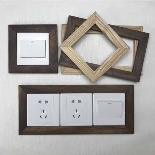Solid wood Tenon and tenon process Nordic style switch stickers Anti-dirty socket cover protector Creative switch socket deco