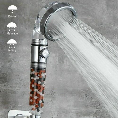 ABS Plastic Showery Shower Head Handheld Pure Eco SPA Water Saving Spray Filter With 3 Modes Water Outlet Switch For Bathroom