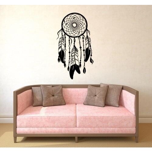 Dream Catcher Wall Decal, Kids Feather Good Dreams Wall Sticker, Living Room Bedroom Home Decor Vinyl Stickers Mural S-544
