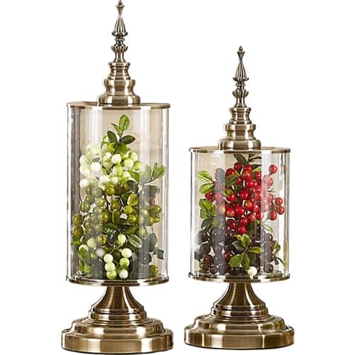 Nordic Metal Flower Vase Luxury Glass Vases Creative Transparent Large Retro Living Room Vase Decoration Household Crafts Gift