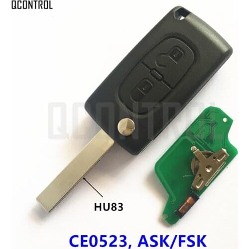 QCONTROL Remote Key Car Door Lock for CITROEN C2 C3 C4 C5 Berlingo Picasso Keyless (CE0523 ASK/FSK, 2 Buttons, HU83)