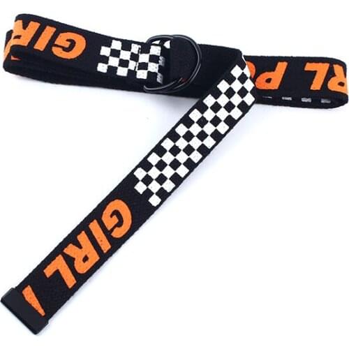 Designer Unisex canvas belt women men fashion Letters Printed D Ring Double Buckle Punk waist Strap Female male jeans Waistband