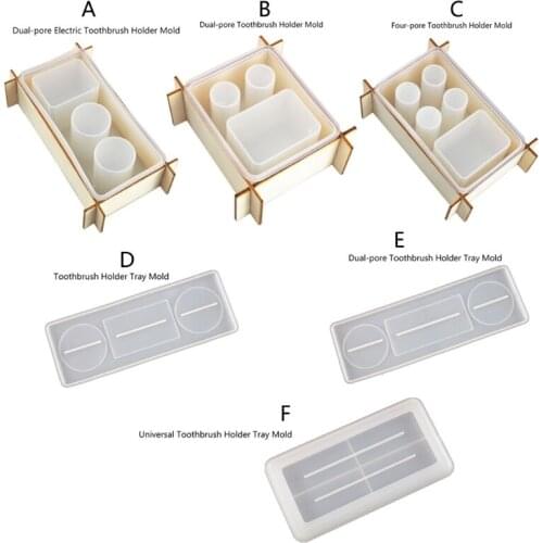 DIY Electric Toothbrush Razor Holder Resin Mold Bathroom Organizer Toothbrush Holder Trays Resin Casting Mold Art Crafts