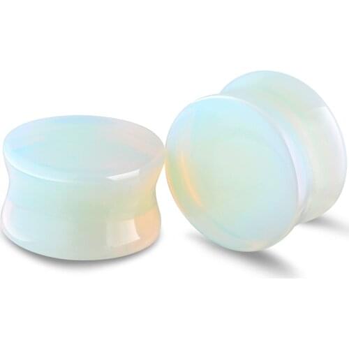 JUNLOWPY Clear Opalite stone Ear Plugs and Tunnels Double Flared Earring Stretcher Expander Piercing Body Jewelry 100pcs 5-12mm