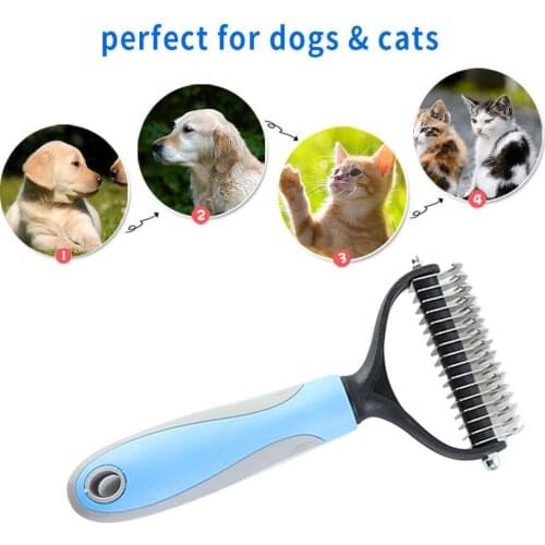 Home Dog Grooming Comb Antiskid Design Handle Pet Skin Massage Brush Tools Excess Undercoat Remover Home Pet Gadgets