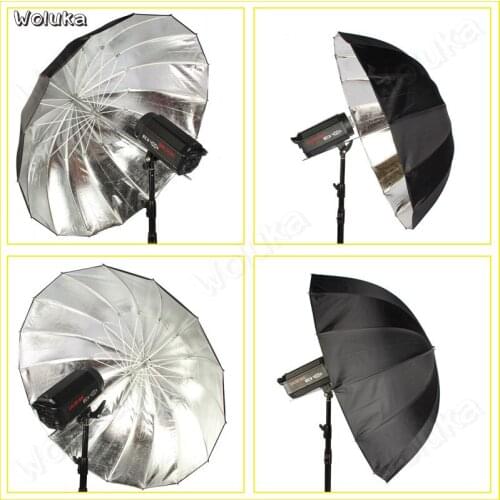 Photographic reflective Umbrella 51inch/65inch 130CM/165CM Deep silver 16-pole deep mouth parabolic reflective umbrella CD50 T02