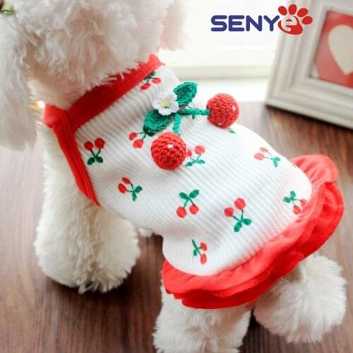 Cherry Cat Small High Quality Thin Summer Dress Dog Clothes Puppies Camisole Pet Skirt Available For Dog