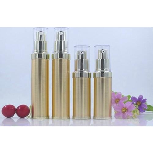 Top Grade 20ML 30ML Spray Pump Airless Bottle Empty Gold Silver Refillable Cosmetic Container Clear Cap Portable Airless Bottle