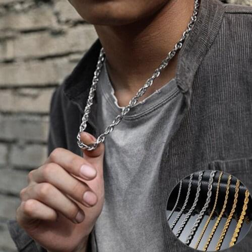 Yobest Stainless Steel Twisted Singapore Chain Necklace for Men Women Casual Basic Rope Link Chain Gothic Punk Jewelry