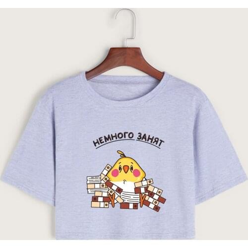 Funny Cute Chicken Womens Crop Shirt Cropped T-Shirt Crop Top Tee Summer Short Sleeve Cotton Tops Female Girls Graphic T-Shirts