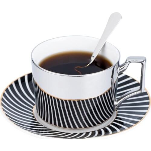 Mirror Reflection Coffee Mugs With Plate Creative Tea Cups Drinkware
