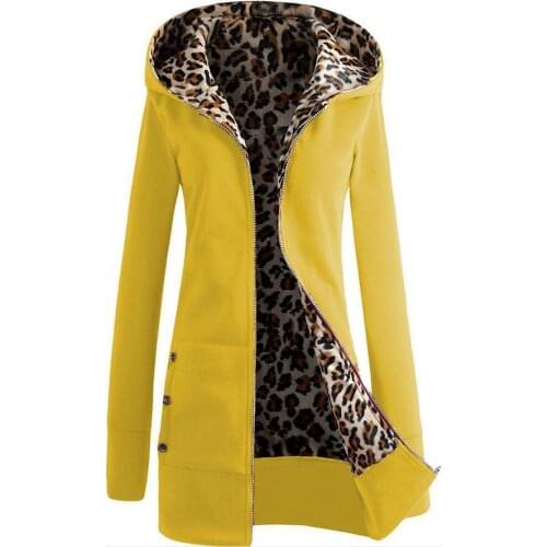 2021 Hot Womens Long Sleeve Zip Up Hooded Hoodie Jacket Jumper Coat Plus Size Leopard Fashion Leisure New
